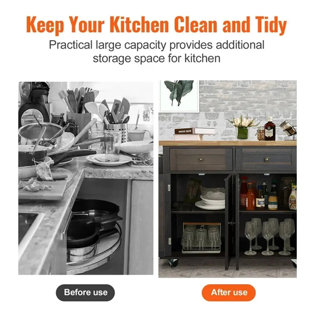 Wooden Kitchen Island Cart on Wheels with Storage Cabinets
