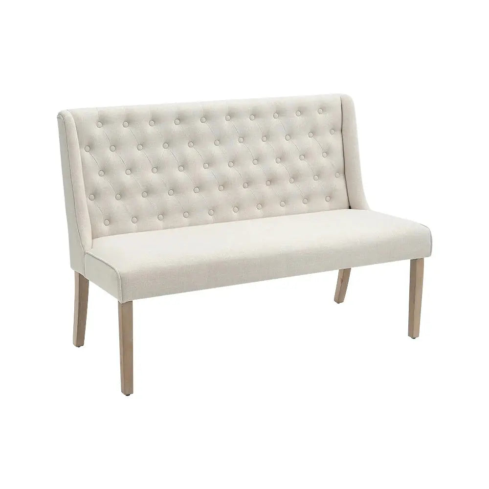 Beige Upholstered Tufted Sofa Furnish Wise