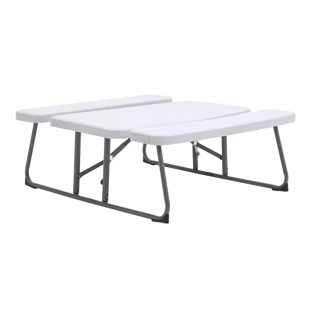 Off-White Children's Foldable Picnic Table and Bench Set 3-Piece Furnish Wise