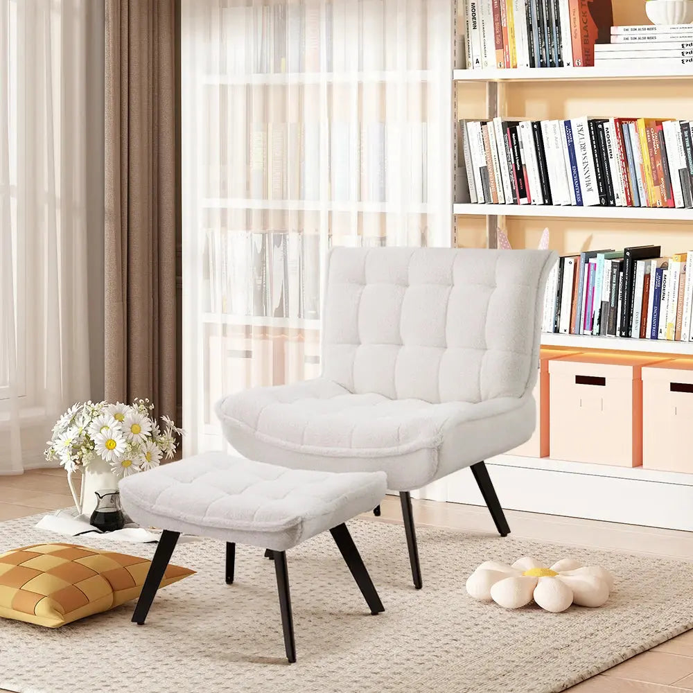 Minimal Comfy Chair with Footstool Set Armchair with Footstool
