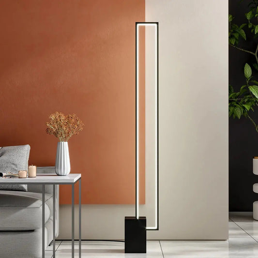 Black Rectangular LED Floor Lamp Furnish Wise