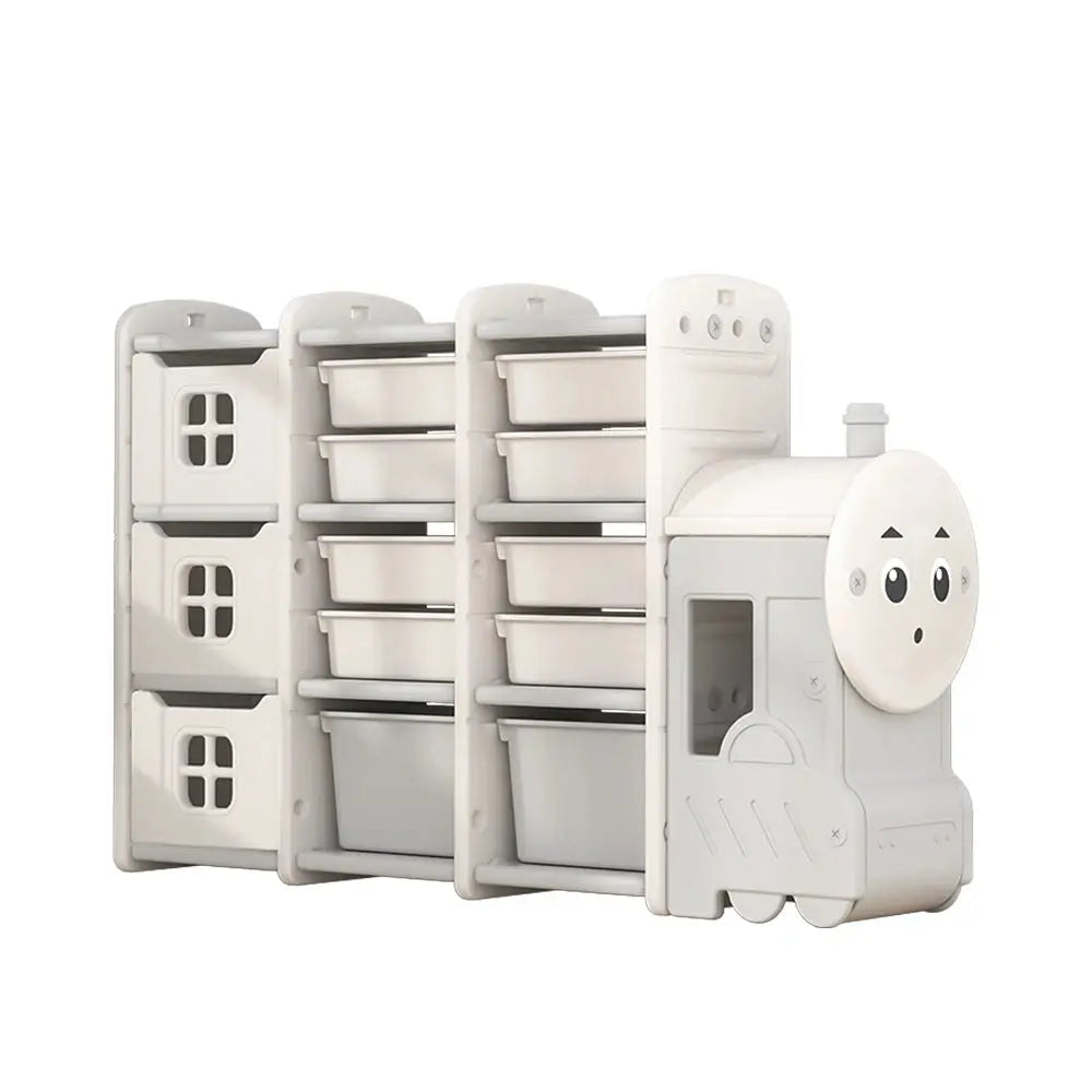 Cute Train Shape Toys Storage Rack for Kids Floor Standing