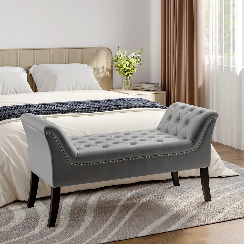 Modern Design Velvet Button Bench