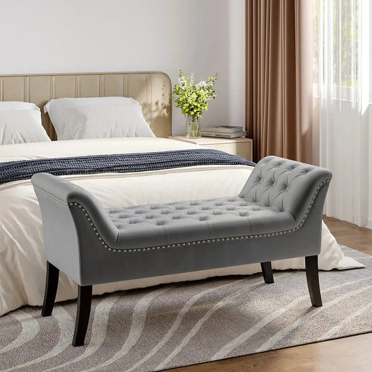 Modern Design Velvet Button Bench