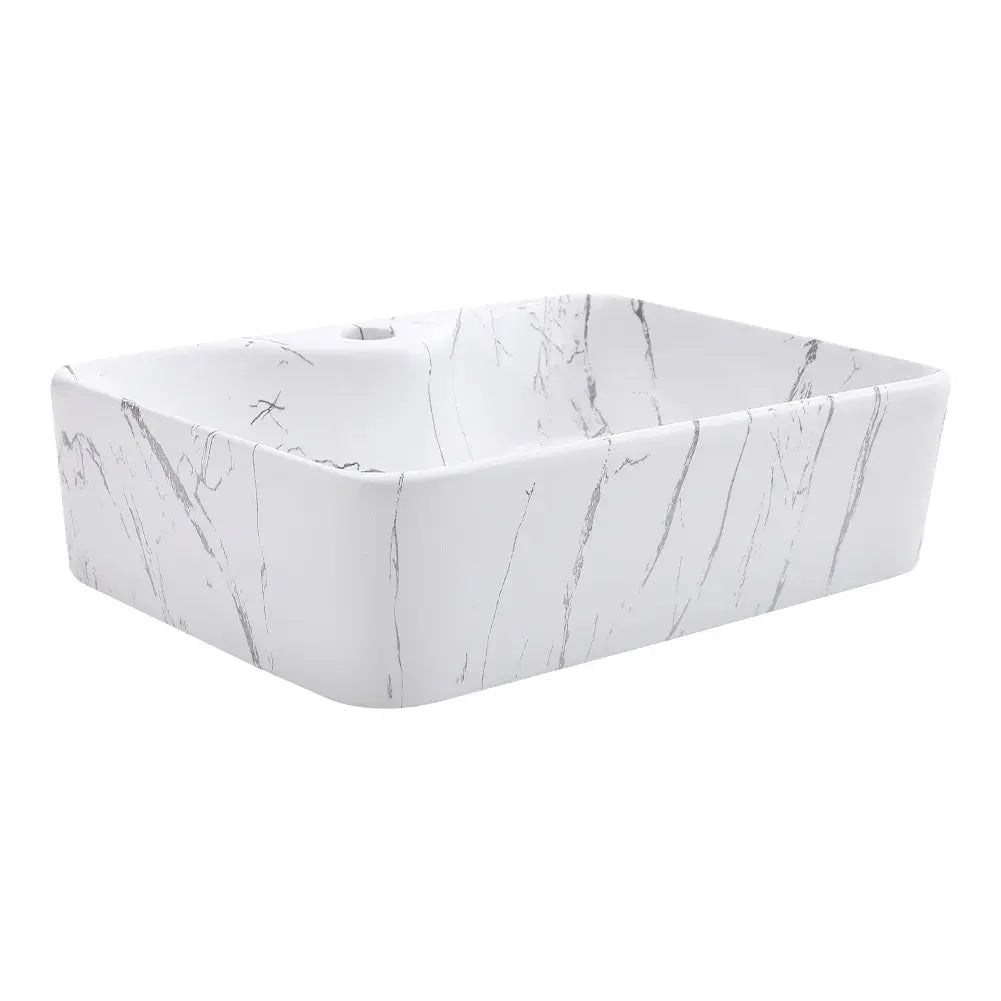 Rectangular Marble Vessle Sink Ceramic Furnish Wise