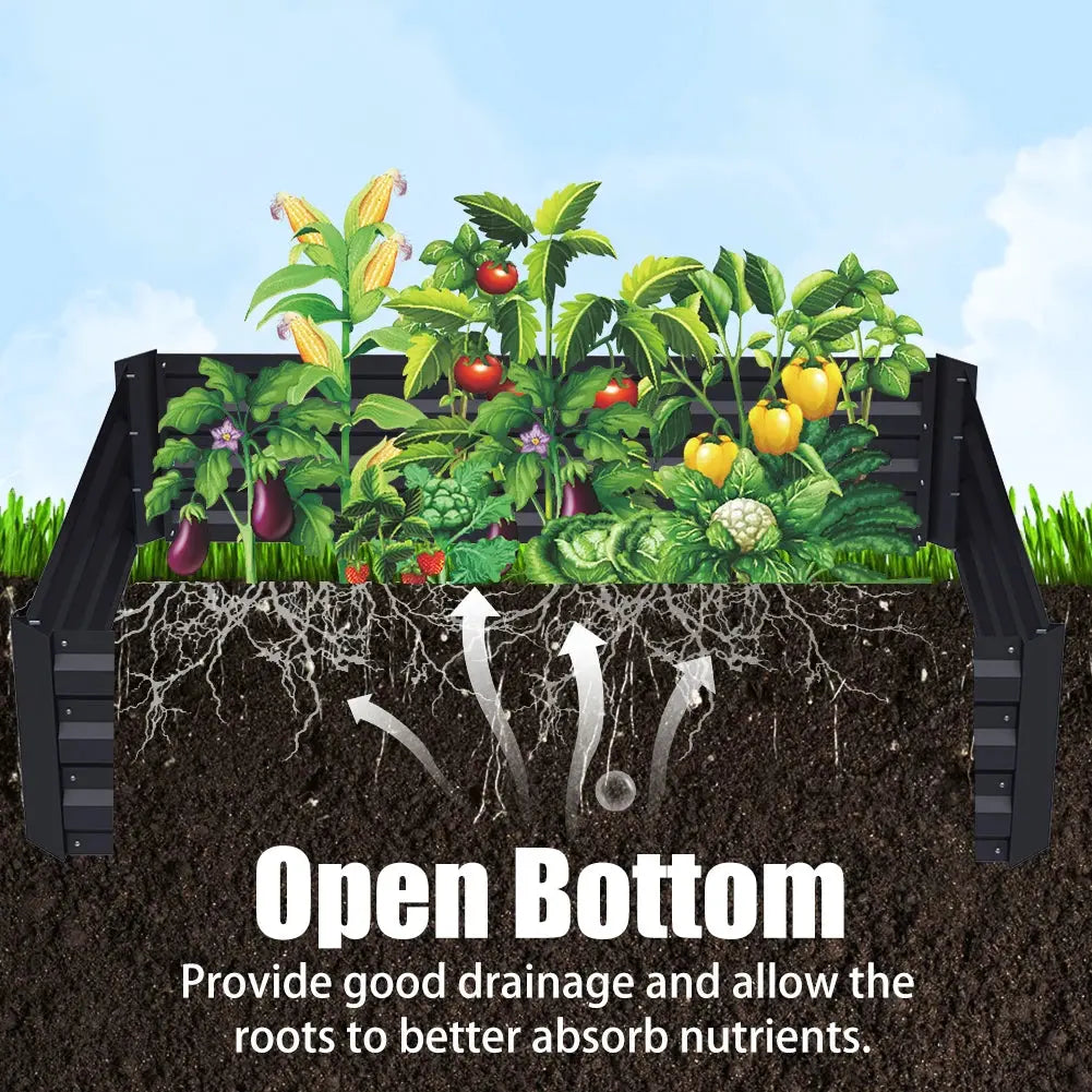 Galvanised Steel Square Raised Garden Bed Planter Box