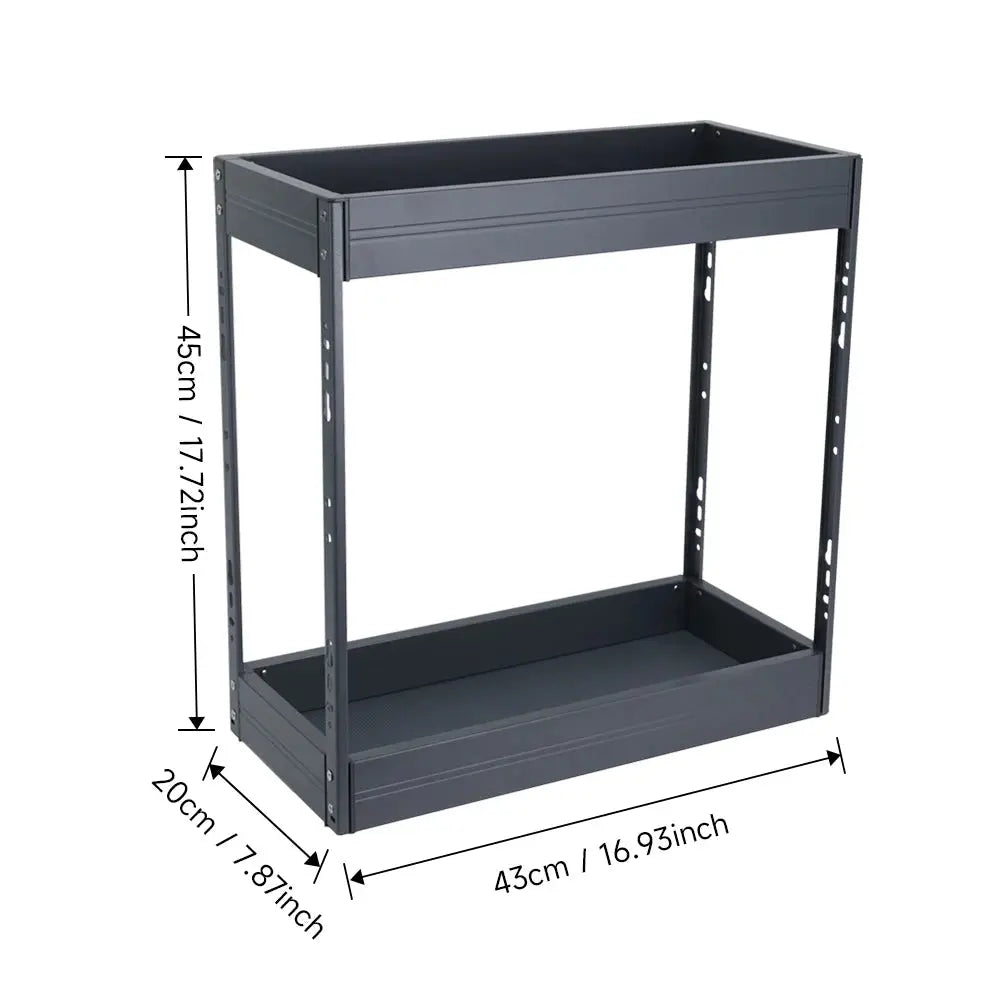 2-Tier Kitchen Cabinet Pull Out Aluminium Shelf Extendable Slide Out Drawer