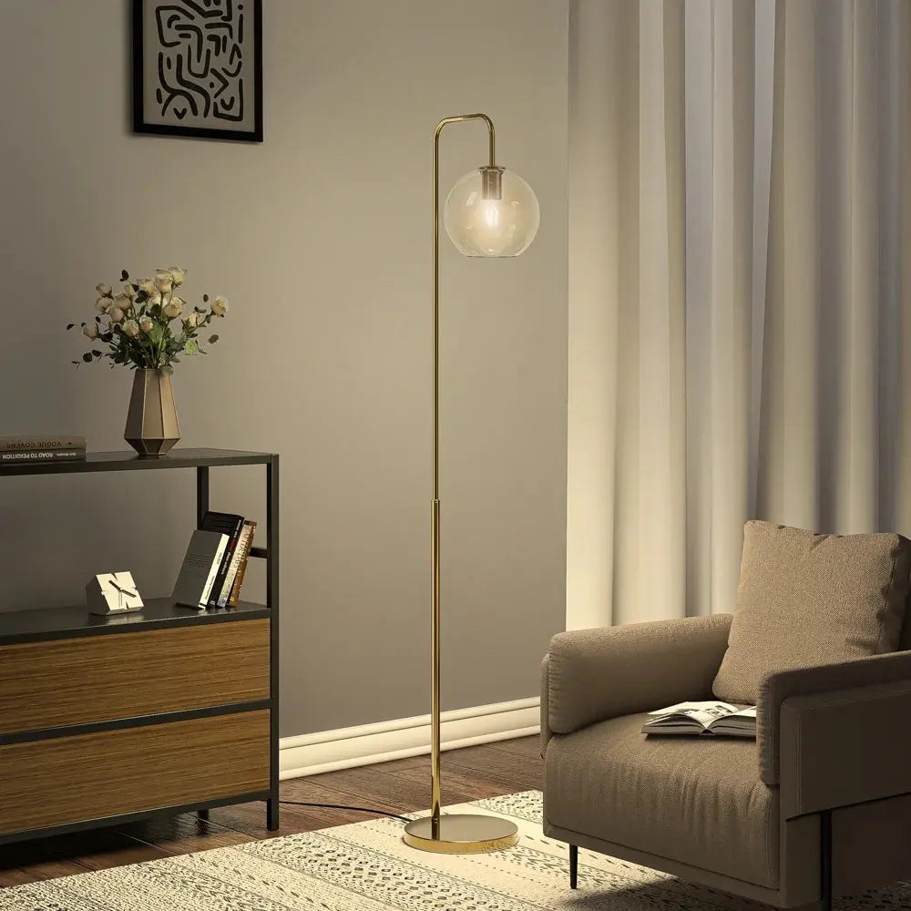 Gold Modern Arc Arm Floor Lamp Furnish Wise