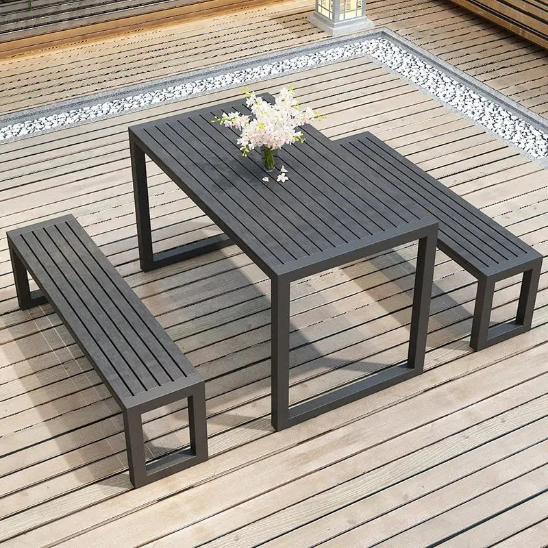 Outdoor Wooden and Metallic Garden Dining Table