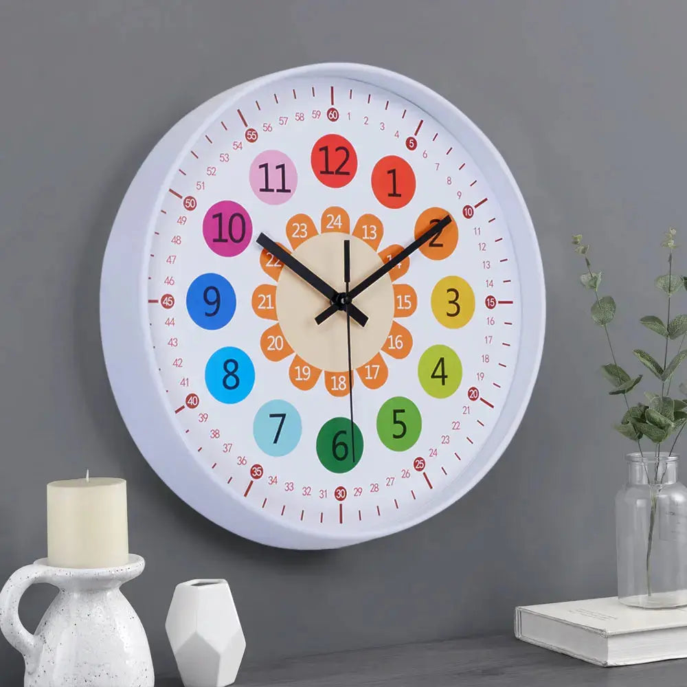 12-inch Brightly Coloured Dual-Scale Battery Operated Wall Clock Furnish Wise