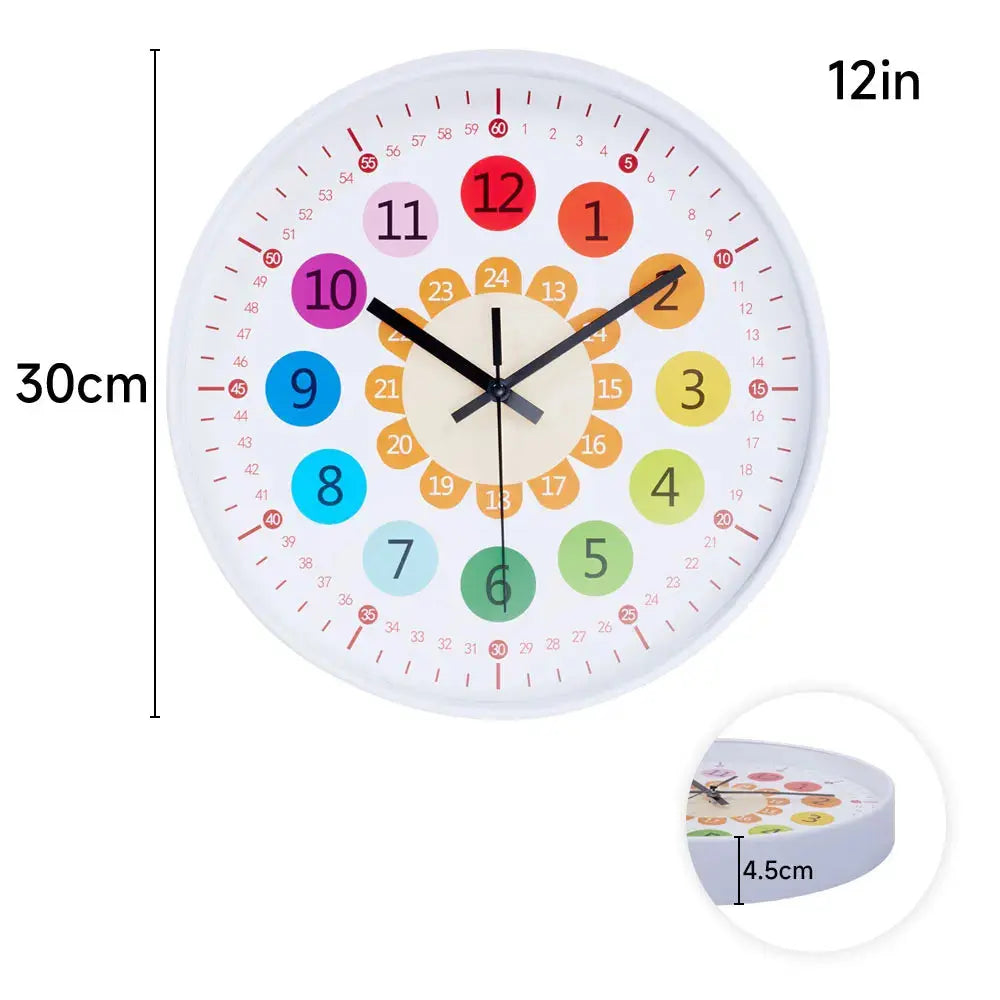 12-inch Brightly Coloured Dual-Scale Battery Operated Wall Clock Furnish Wise