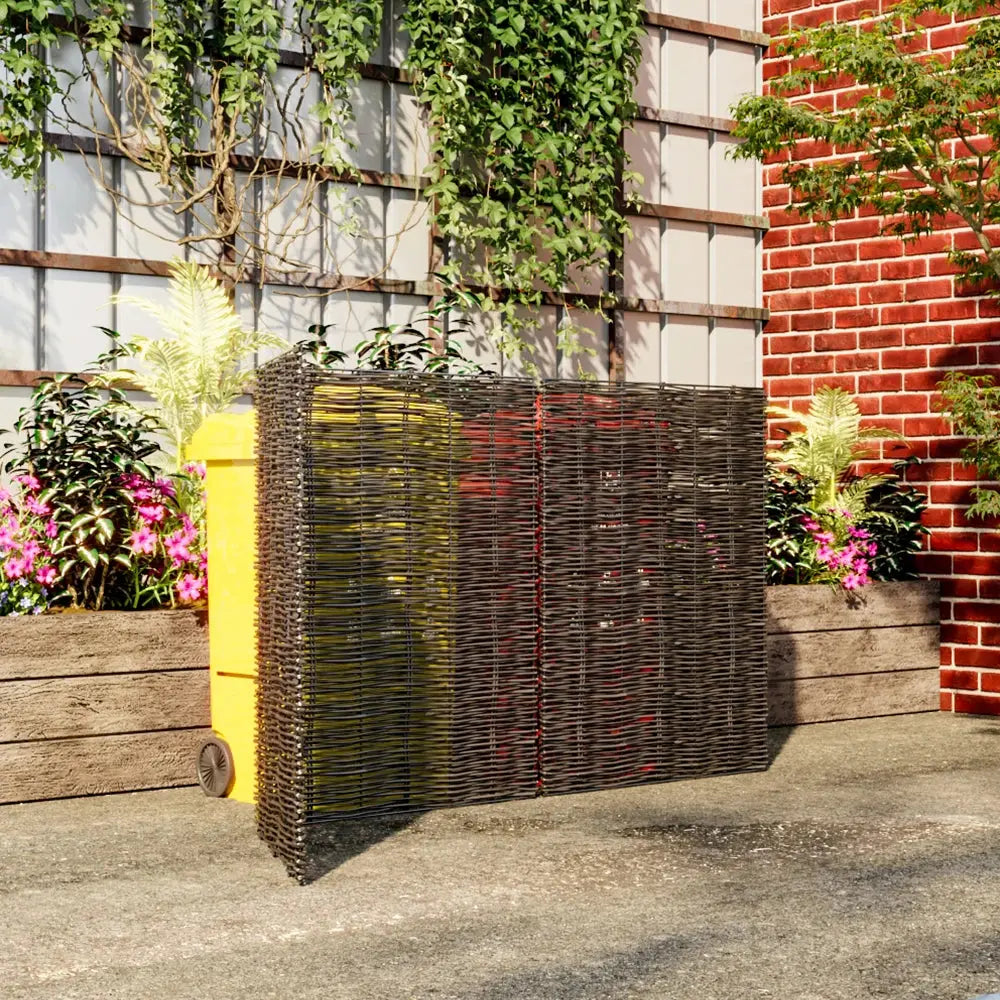 Garden Trash Can Fence Wicker Privacy Fence for Outdoor Backyard Furnish Wise