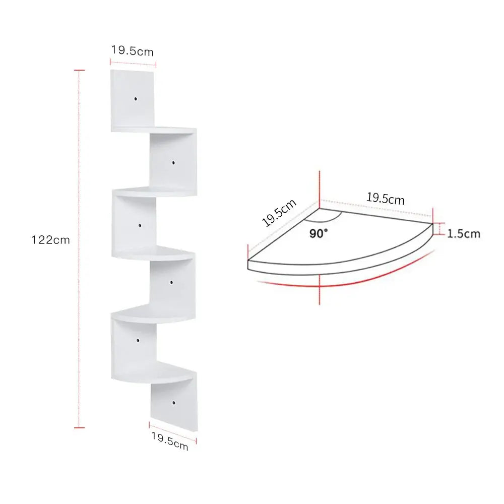 Wooden Zigzag Floating Corner Shelves Multi-Tier White