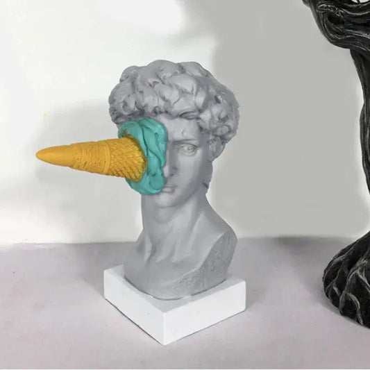Ice Cream David Statue Home Decoration Head Bust  Sculpture Resin Mini Modern Abstract Art Sketch Desktop Ornaments Furnish Wise