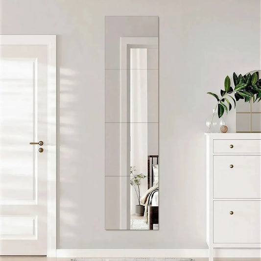 4-Piece Acrylic Adhesive Wall Mirror Tiles Furnish Wise
