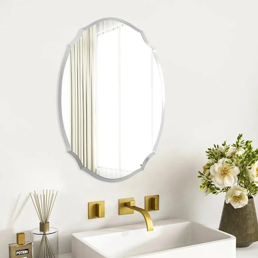 Ellipse Wall Mounted Mirror with Beveled Edge Furnish Wise