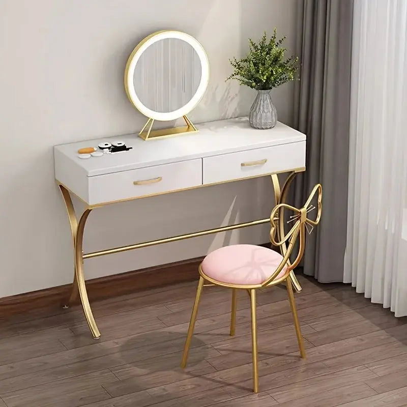 Dressing stool, makeup stool, modern and simple, with shoulder straps, seat cushion, bow tie office chair ergonomic  pink chair Furnish Wise