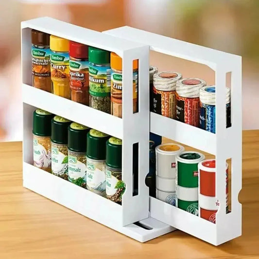 2 Tier Rotating Pull-out Spice Herb Rack Furnish Wise