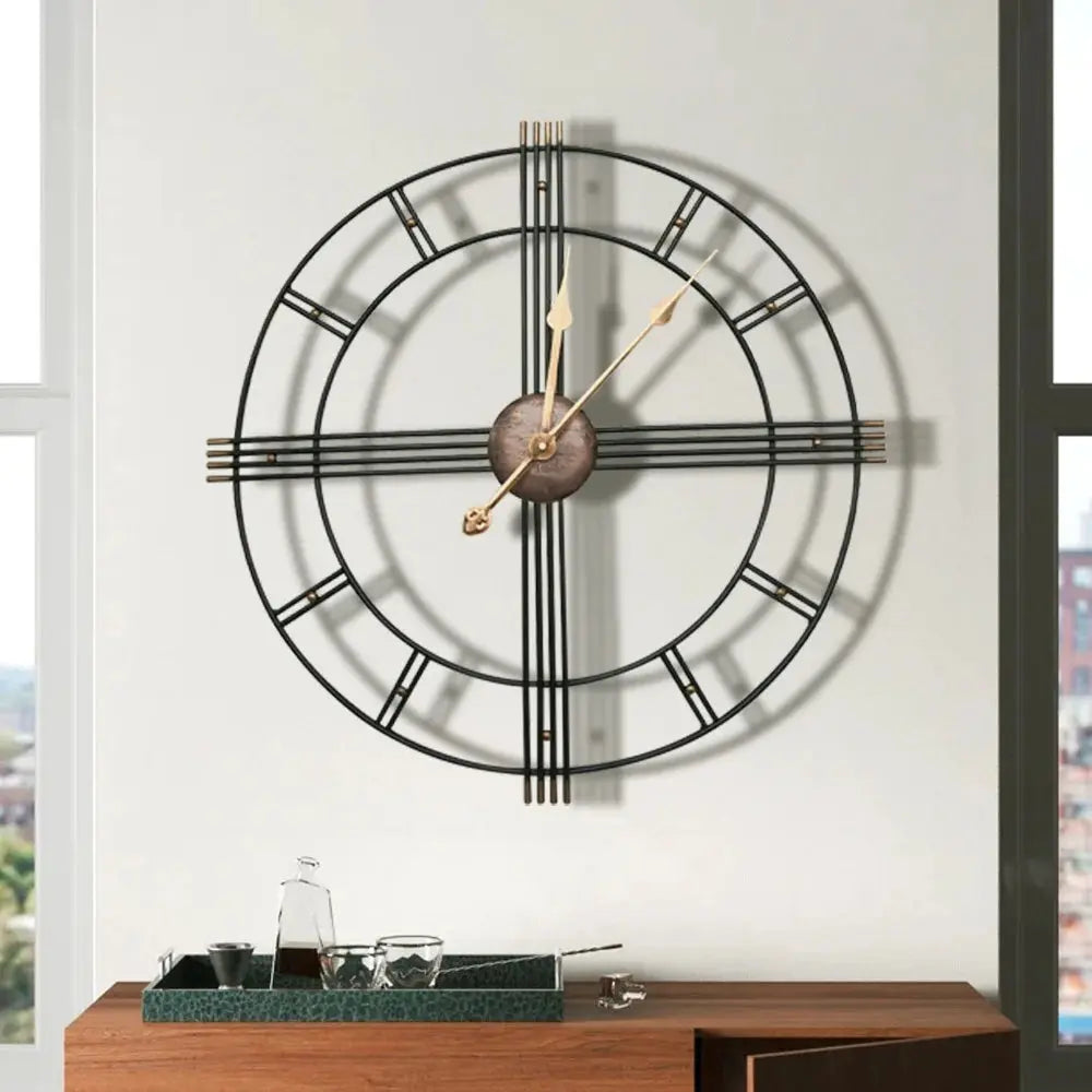60cm Industrial Retro Roman Metal Wall Clock Furnish Wise