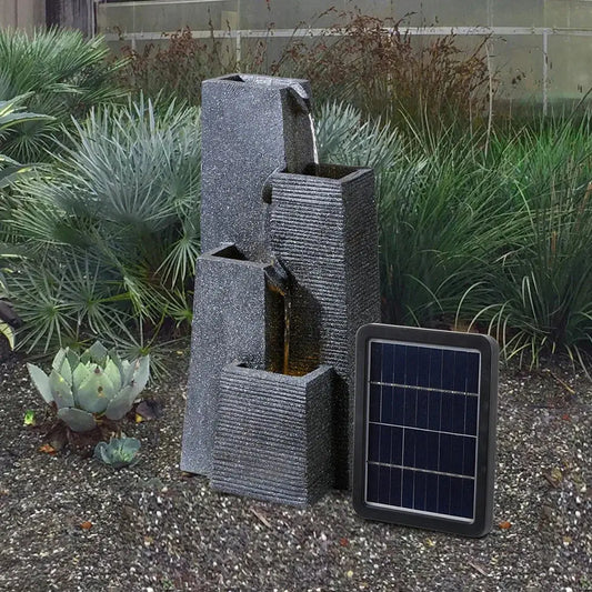 Outdoor Solar-Powered Water Fountain Decor with LED Light Furnish Wise