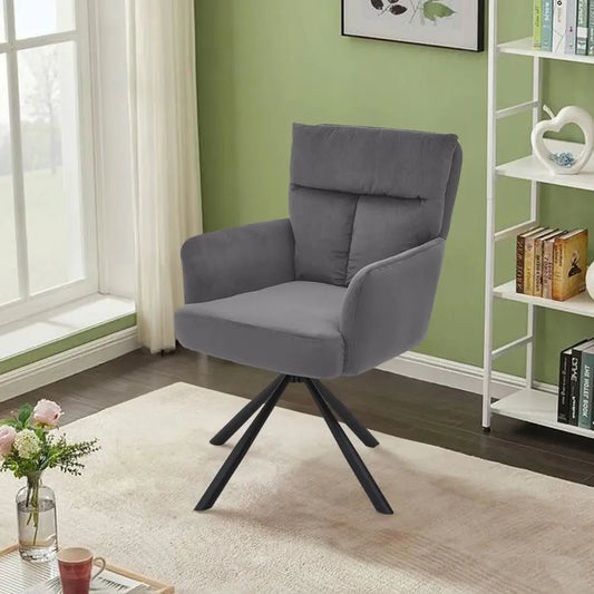 Upholstered Swivel Armchair with Black Legs
