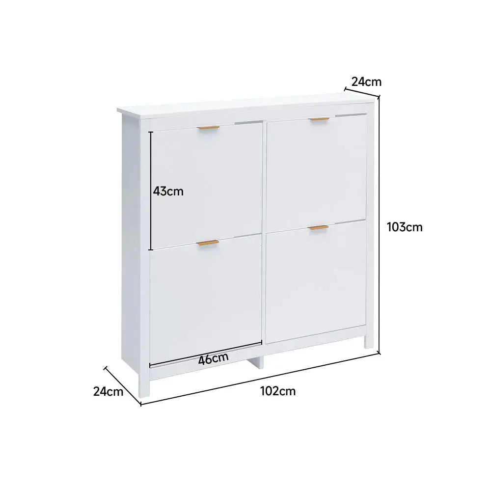 Flip Down Wood Shoe Cabinet in White