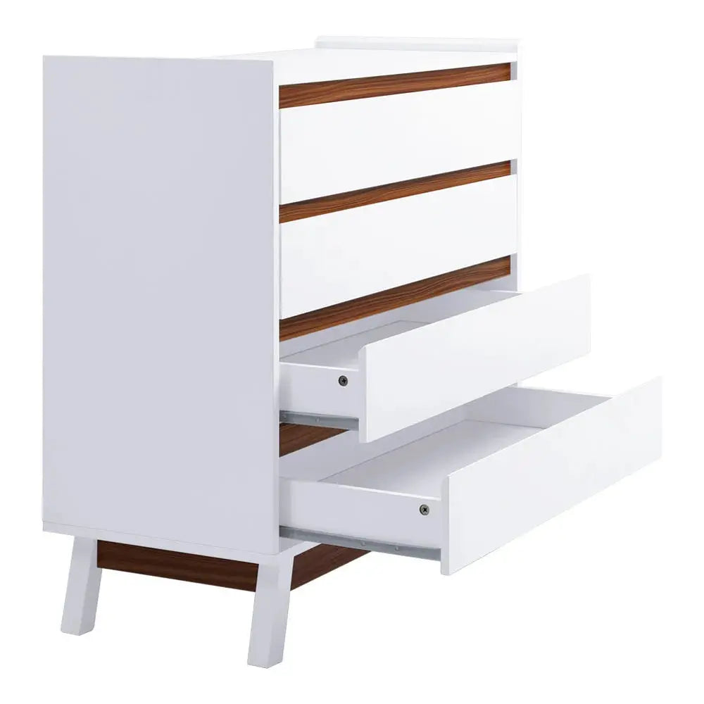 White 4 Tier 2-tone Finish Bedroom Storage Chest