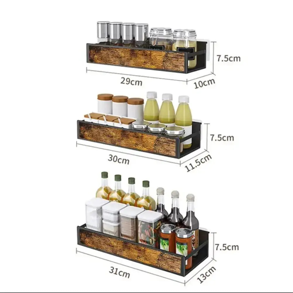 3 Piece Industrial Wall Mount Spice Rack