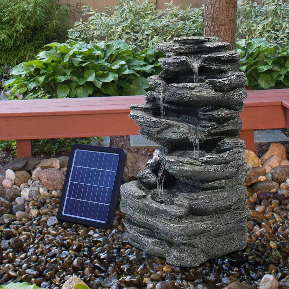 Garden Water Feature Outdoor LED Waterfall Fountain Rockery Decor