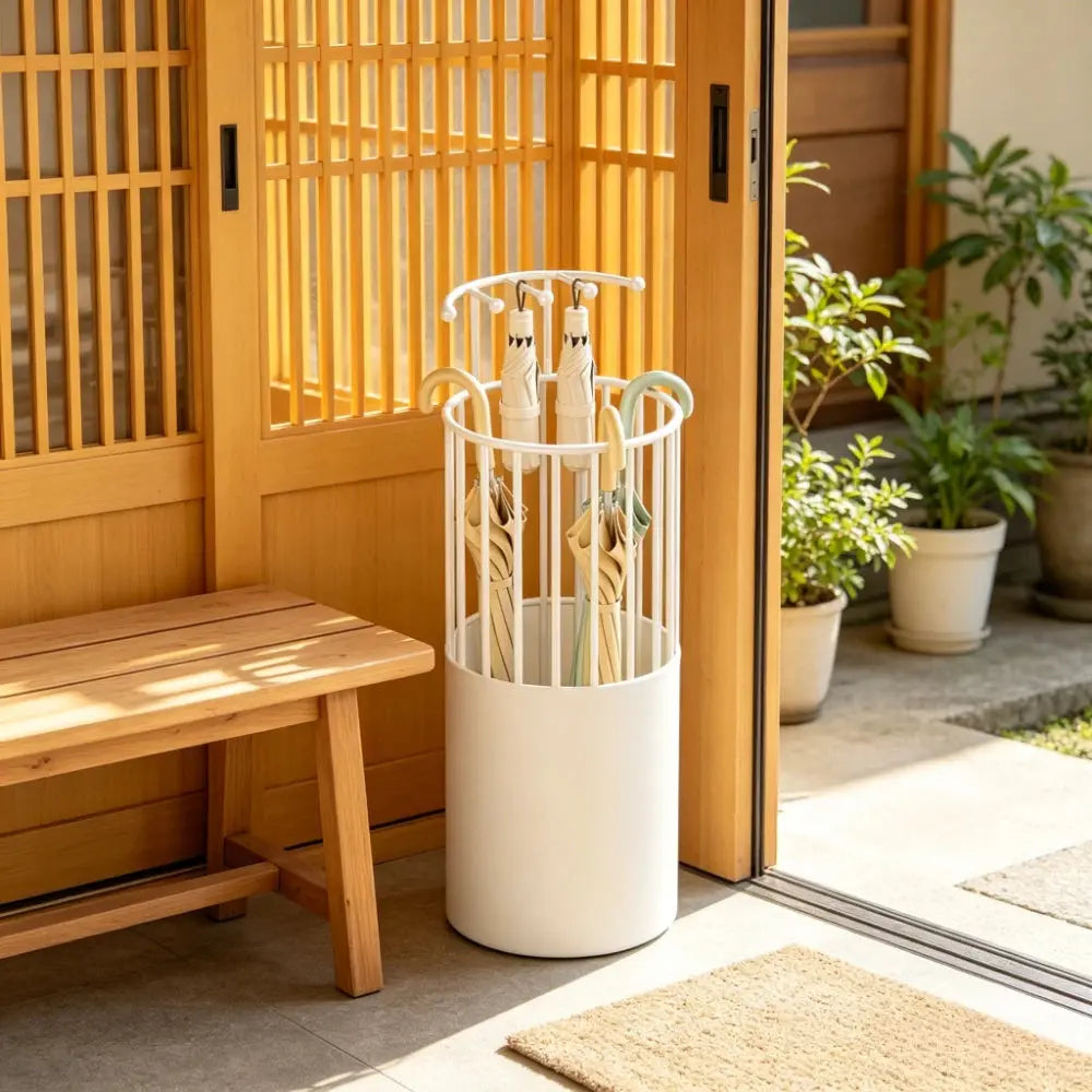 Iron Umbrella Storage Rack Circular Arc Large Capacity Rust and Wear Resistant Entrance Beach Umbrella Stands Bases Furnish Wise