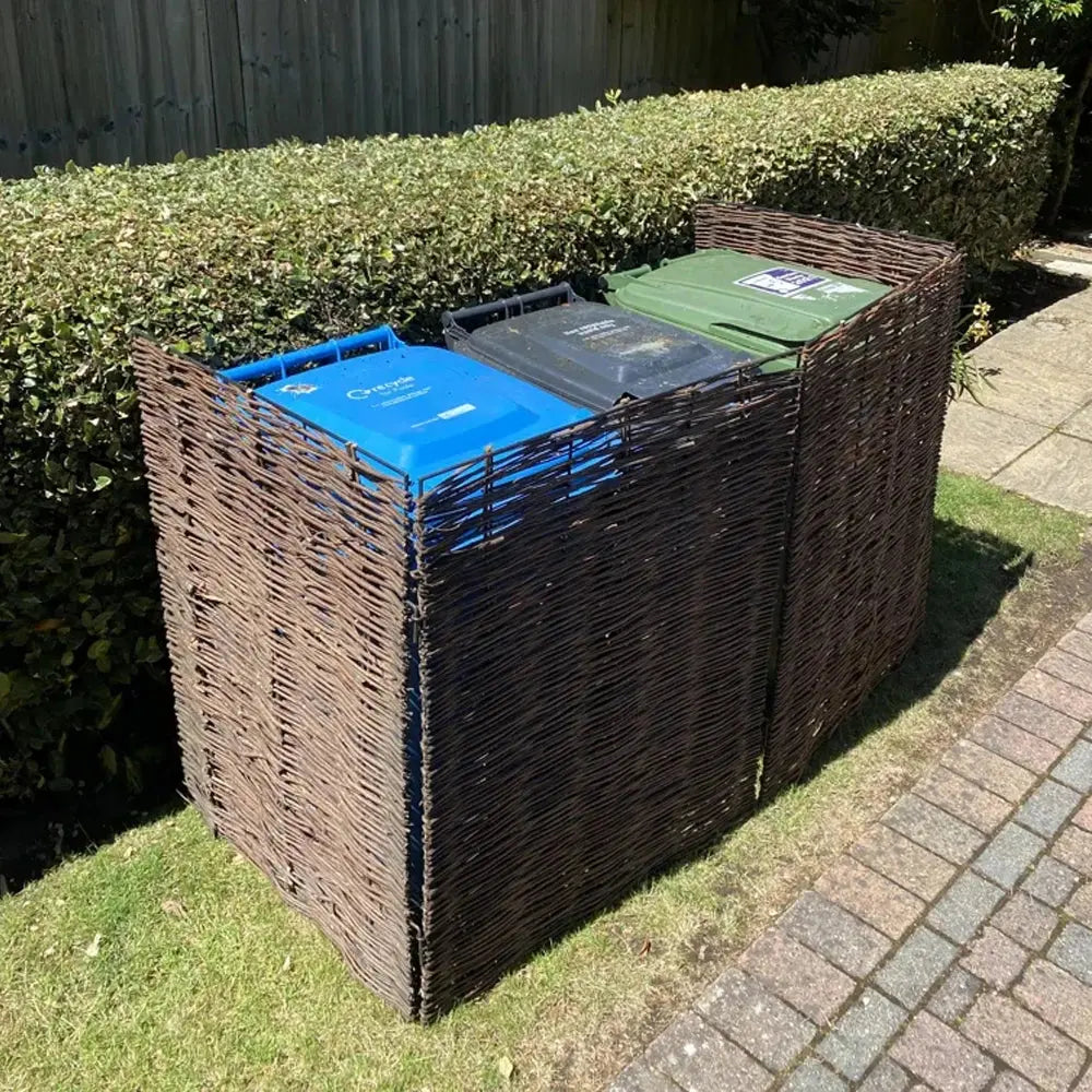 Garden Trash Can Fence Wicker Privacy Fence for Outdoor Backyard Furnish Wise