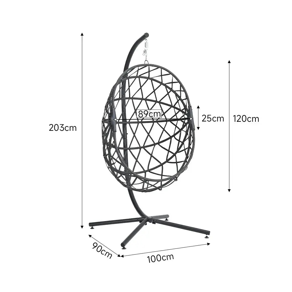 Woven Outdoor Egg Chair with Stand and Cushion