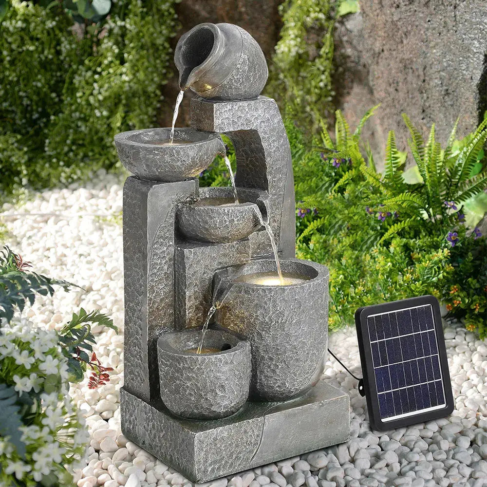 Cascade Solar-powered Water Fountain for Outdoors Gardens, Patios and Balconies Furnish Wise