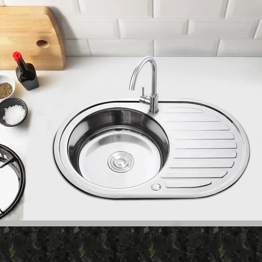 Stainless Steel Single Kitchen Sink Modern Catering Topmount Furnish Wise