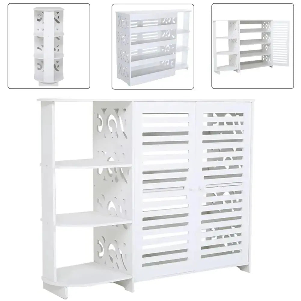 4 Tier Shoes Cabinet with Side Storage Shelf Furnish Wise