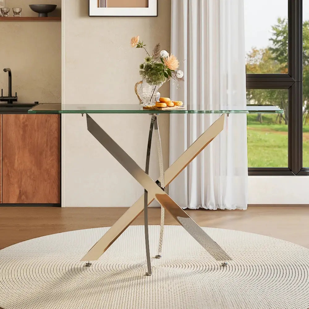 Modern and Futuristic Clear Glass Top Coffee End Table with Chrome Legs Furnish Wise
