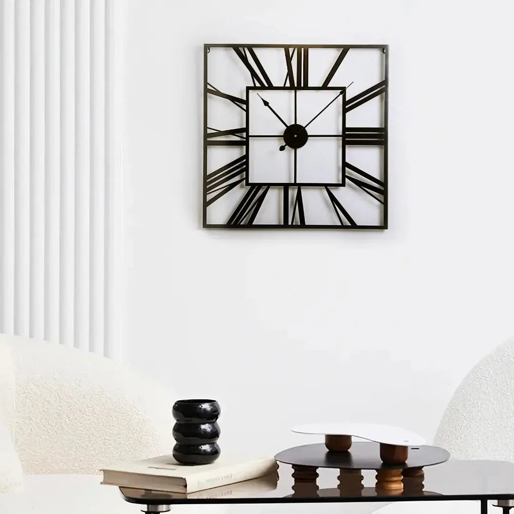 Modern Square Oversized Decorative Metal Wall Clock Furnish Wise