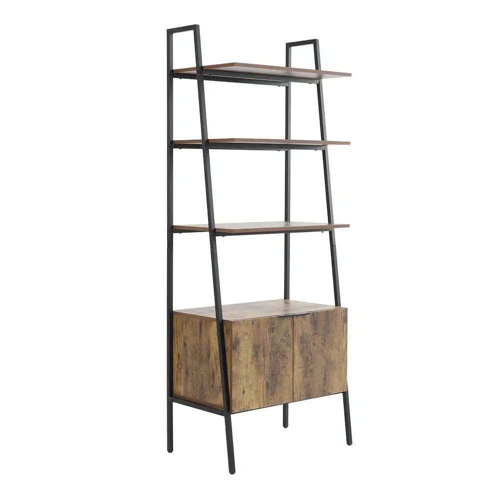 Rustic Brown Industrial Style Wooden Bookshelf Display Furnish Wise