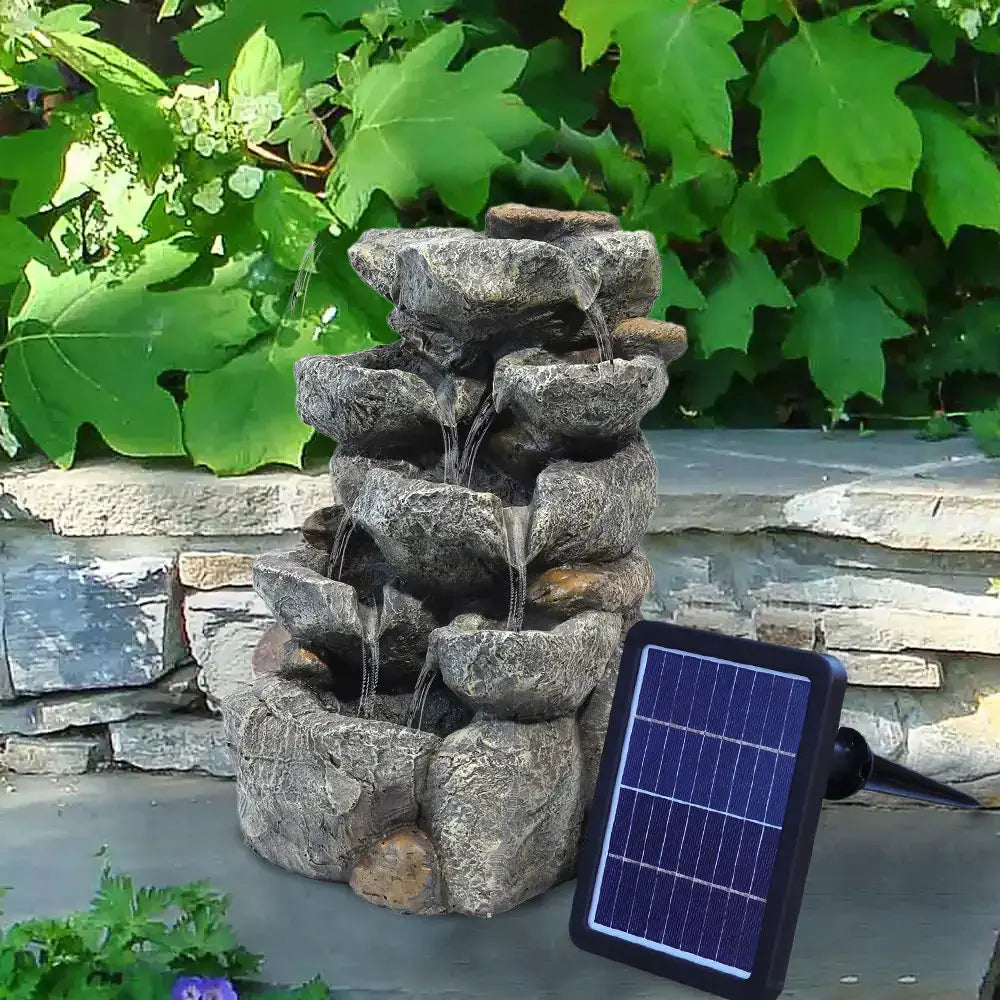Garden Water Feature Outdoor LED Waterfall Fountain Rockery Decor