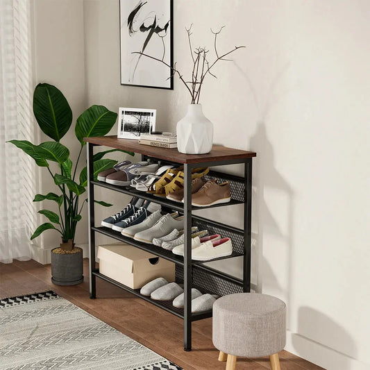 Multi-Tier Mesh Shelves Shoe Rack Furnish Wise