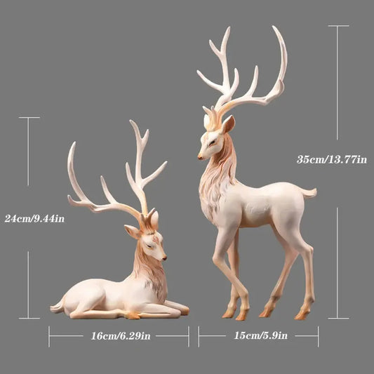 35cm High End Deer Statue Reindeer Figurines Resin ELK Sculpture For Living Room Luxury Home Decoration Nordic Tabletop Statue Furnish Wise