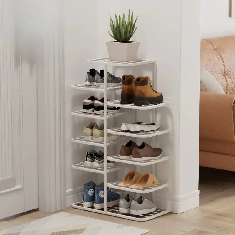Large Capacity Interlocking Multi-Layer Wrought Iron Shoe Rack Minimalist Entryway Storage Shelf For Small Apartment Furnish Wise
