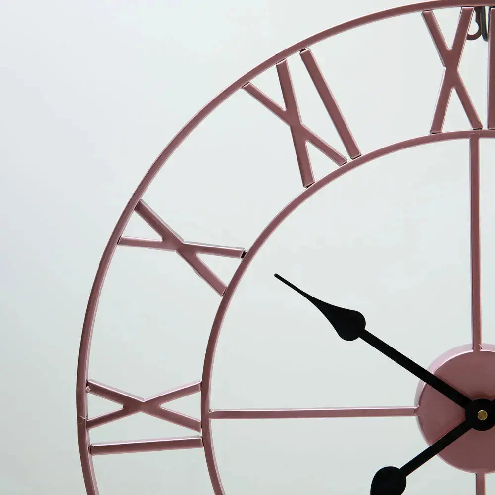 Metal Round Wall Clock, Rose Gold Furnish Wise