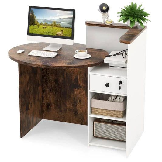 Reception Desk with Lockable Drawer Furnish Wise