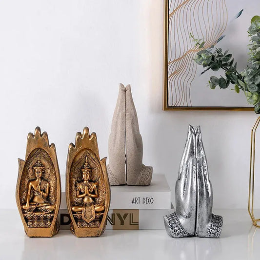 2Pcs Buddha Statue Hands Sculptures Monk Figurine Tathagata India Yoga Fengshui Home Decoration Ornament Accessories Furnish Wise