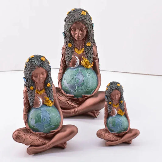 Gaia Pregnant Mother Earth Sitting Lotus Yoga Pose Resin Natural Mother Earth Figurine Decorative Nature Sculpture Home Decor Furnish Wise