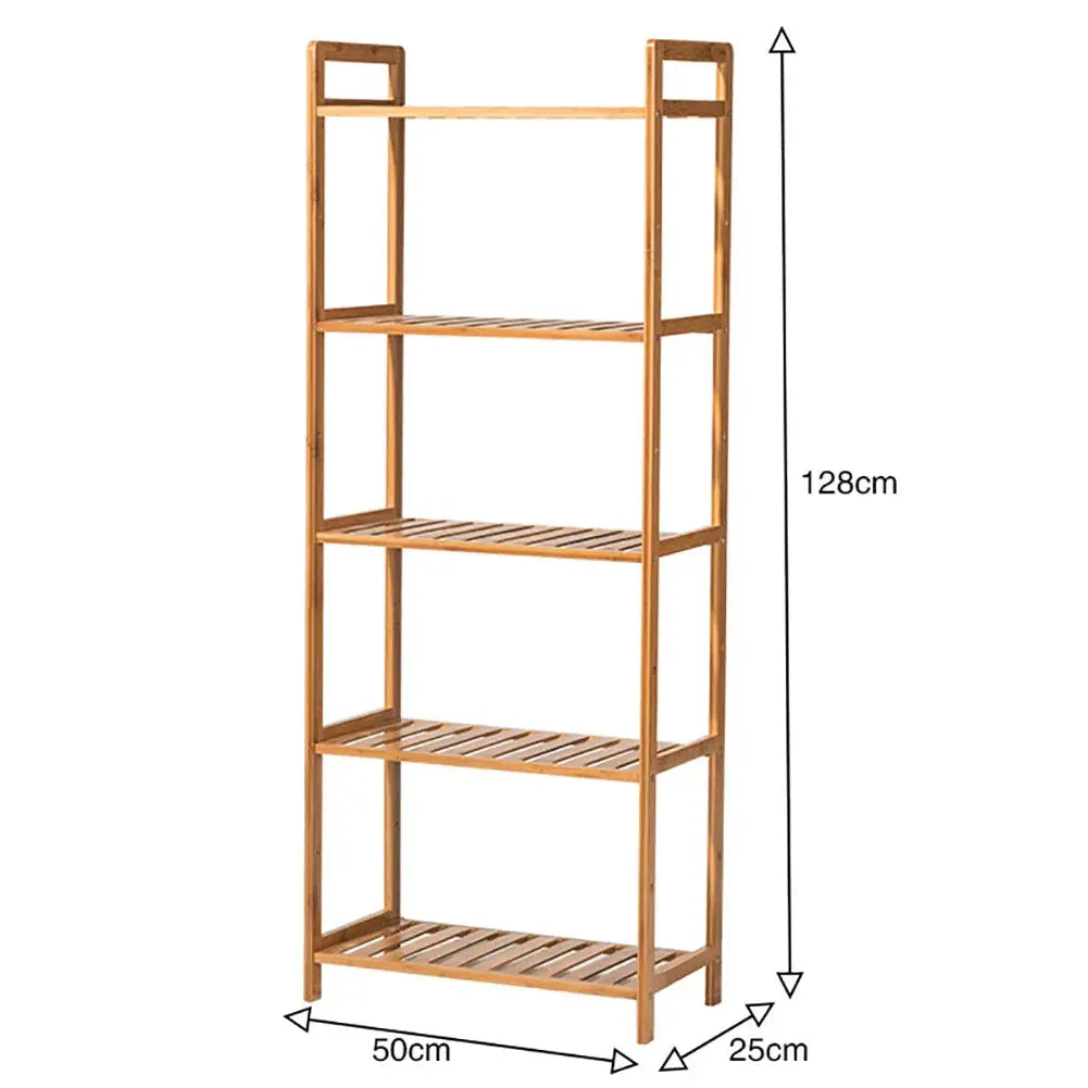 Tiered Bamboo Wood Book Storage Shelf