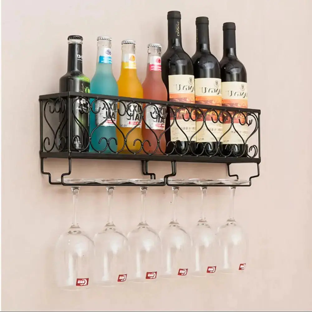 Wall Mounted Metal Wine Glass Rack