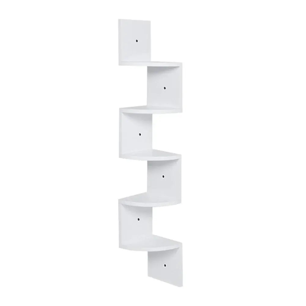 Wooden Zigzag Floating Corner Shelves Multi-Tier White