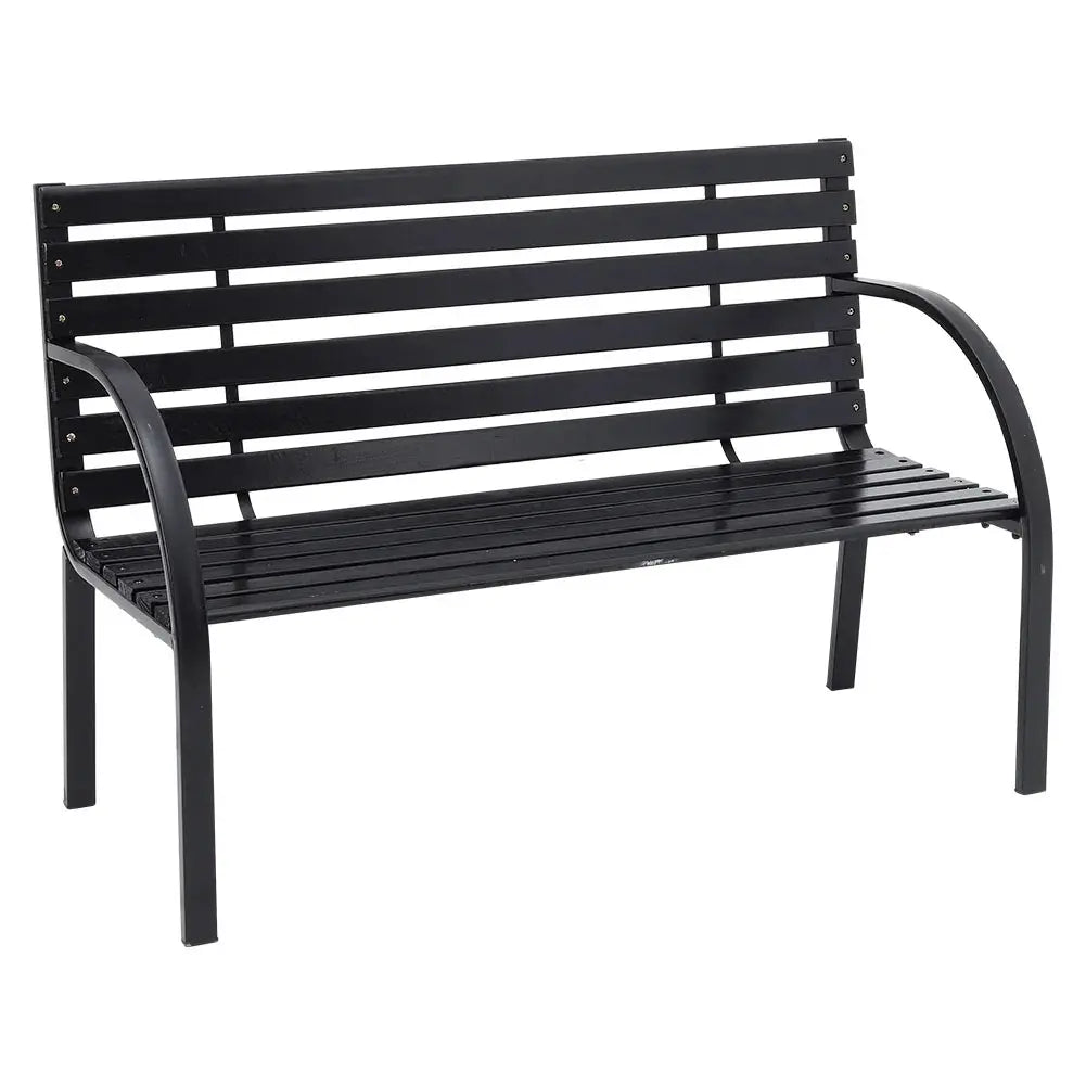 Outdoor Garden Metal Wood Bench